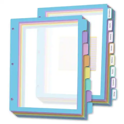 Clear Plastic Binder Dividers with Tabs, for 3 Ring Binder